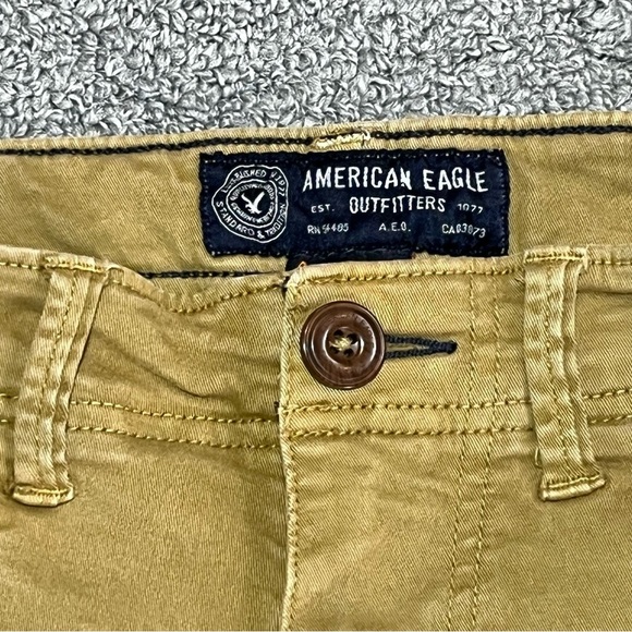 American Eagle Active Flex Longer Length Shorts Mens Size 26 Khaki Chino Causal - Picture 5 of 10
